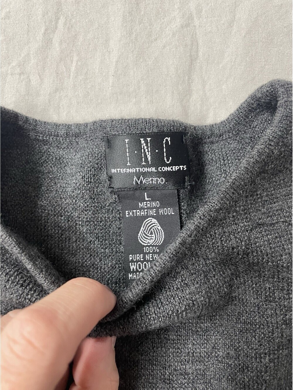 Vintage INC Wool Shirt Grey Size Large - Picture 2 of 6